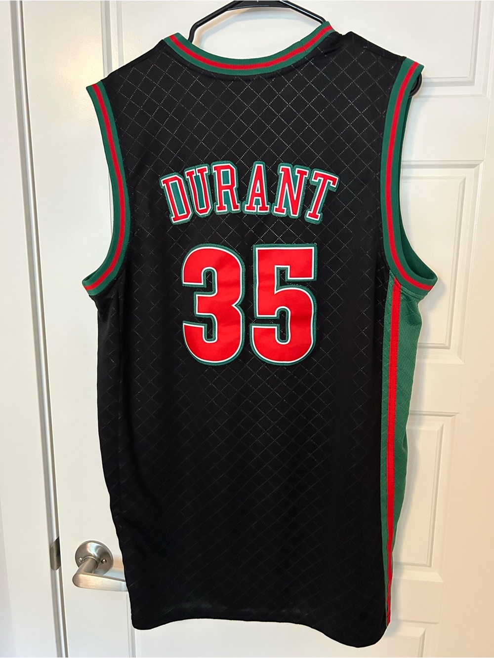 Mitchell & Ness Black, Green & Red Kevin Durant Sonics #35 Basketball Jersey